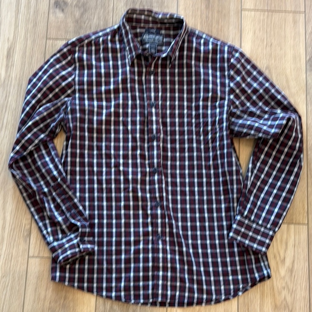 American Rag Men's Plaid Shirt - Maroon and Navy Blue